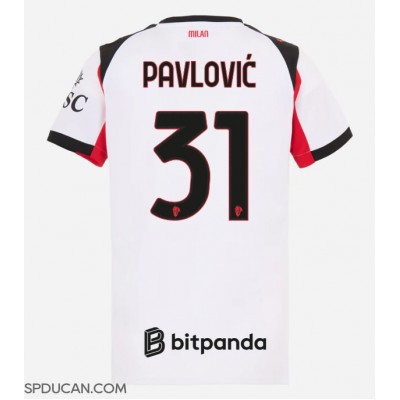 Zenski Nogometni Dres AC Milan Strahinja Pavlovic #31 Gostujuci 2025-26 Kratak Rukav Zenski Nogometni Dres AC Milan Strahinja Pavlovic #31 Gostujuci 2025-26 Kratak Rukav